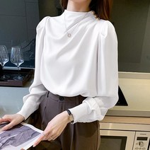간절기 여성 반목 주름 블라우스