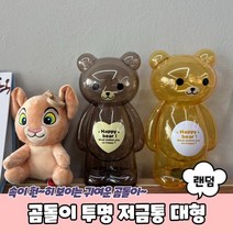 투명 컬러 동전 지폐 곰돌이 저금통 모금통 대형