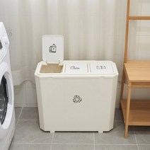 보담70L 가정용 대용량 캐리어형 재활용 분리수거함, 아이보리