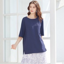 [허밍] 5부소매 A라인 티블라우스_네이비