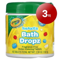 Crayola 3세 이상 유아용 입욕제 셰이커 배스 드롭 만 무향 60정 102g 1팩, 3팩
