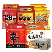 농심 오뚜기 라면 5종세트 신라면 안성탕면 너구리 짜파게티 오징어짬뽕, 01){신5+안성5+너구리5+김치4+스낵3}