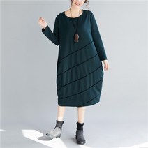 티티웍스 빅사이즈 사선 스트라이프 항아리 원피스