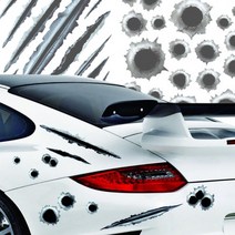 스크래치 스티커 3D 총알흠집 자동차범퍼 문튜닝 기스가림용 데칼 오토바이커버 입체테이프, A 총알구멍