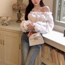 디작소 여성 오브숄더 데이트룩 청순 러블리 블라우스