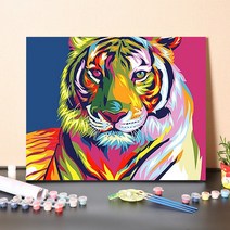 호랑이 유화 명화 그리기세트 DIY 디지털 동물 손으로 채워진 그림 풍경 장식, 50x65, 154색 호랑이 머리