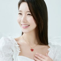 노이드비 써지컬스틸 대형 큐빅하트 레드블랙펜던트 러브목걸이 2컬러
