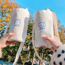 소풍 피크닉 준비물 텀블러백 캔버스 보틀 크로스백, 곰