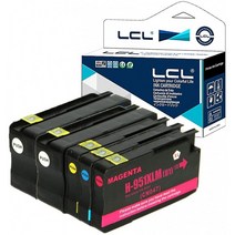 LCL HP용 휴렛 팩커드용 950XL 951XL(5팩 2블랙 시안 마젠타 옐로)증량 안료 호환 잉크 카 트리 대응 기, 1
