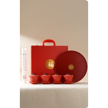 차 선물용 다기세트 다도세트 신혼 결혼 친구 선물, 커버 볼 2 쌍+통나무 플레이트+선물 상자