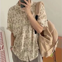 한국어 버전 트렌드 여름 셔츠 느슨한 꽃 셔츠 복고풍 홍콩 스타일 남성 셔츠