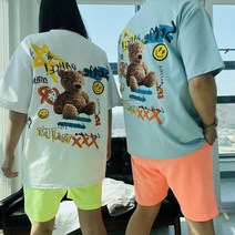 남녀공용 커플룩 곰돌이 분또 데일리반팔티 4COLOR