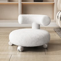 화장대의자스툴 원목의자 식탁의자 북유럽 스타일 가정용 캐시미어 스툴 유니버설 휠 오토만 디자인 크, 07 Small White