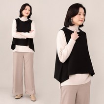 애비뉴투지 엄마옷 스탠 카라 블랙 루즈핏 가오리 봄 가을 숏 크롭 조끼 V10121