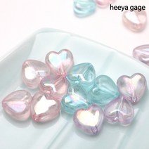 히야가게 AB 투명 둥근하트 비즈 10mm 30개, 투명오색10mm(30개)