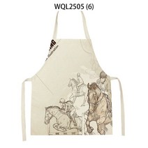 승마복 Animal Horse Print Apron Creative Horse Riding Pattern Kitchen Apron for Women Party Cooking, 06 6_02 68x55cm