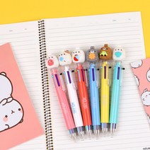 몰랑 피규어 6색 볼펜 6개 1세트 다색펜 여러기지볼펜 멀티펜 필기구 사무용 귀여운 팬시 문구