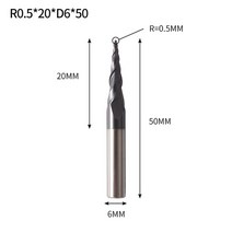 Vack 카바이드 볼 노즈 엔드 밀 3.175mm 4mm 6mm 8mm 테이퍼 엔드 밀 조각 라우터 비트 cnc 테이퍼 목재 금속 밀링 커터, r0.5x20xd6x50l