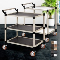 2단/3단 학교 수업 연구실 실험실 카트 그릇수거 호텔 모텔 급식카트 식당, 1개, 일반형 골드제브라 3단 대