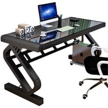 컴퓨터 책상 키보드서랍 데스크탑 와이드 테이블, 길이140너비60높이75화이트프레임+핑크유리