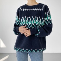 노르딕 패턴 루즈 니트티