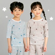 캐릭모아키즈 쟈가드 유아 아동 주니어 내의 내복 실내복 7부-스프라잎별-버건디
