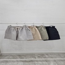 남자 무지 밴딩 와샤 와이드 여름 반바지 4컬러