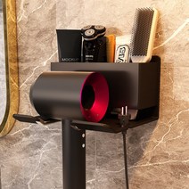 디티그린 무타공 수납형 알루미늄 드라이기 거치대, 블랙