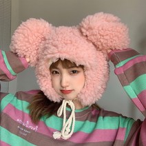 미리미터 귀여운 곰돌이 소두핏 귀달이 뽀글이 귀도리 모자 동물모자