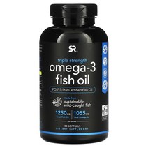 Sports Research 오메가 3 피쉬 오일 3배 강도 1 250mg 소프트젤 옵션확인필수, 180 개
