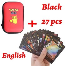 카드 포켓몬 메탈 골드 실버 스페인어 앨범 박스 트레이딩 스토리지 가방 VMAX 메가 EX 컬렉션 홀드 게임 샤이닝 키즈 완구, [01] English Random 55pcs