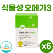 식물성 오메가3 30캡슐 이탈리아 비건 인증 뉴질랜드 미세 조류 청소년 임산부 수유부 영양제, 6개