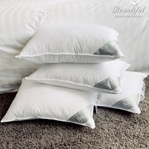 바운티풀 호텔베개 다운필 구스베개+베개커버 40x60cm, 600g, 스트라이프 스카이블루
