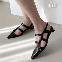 [에피소드블랑] 여자 포인트토 레더 시크 슬링백 3cm