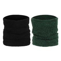 구스토 남녀공용 부드러운 캐쥬얼 고급 탁텔넥워머 2매, 검정+카키