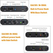 헤드폰앰프 미니앰프 dac 오디오 Neoteck-16-300 Ohm 이어폰 헤드폰 앰프 파워 뱅크 내장 게인 베이스 스, 01 DAC081