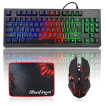 Bluefinger RGB 87키 게이밍 키보드 및 백라이트 마우스 콤보 블루핑거 USB 유선 레인보우 키보드 노트북 PC 컴퓨터 게임 작업용 세트 가성비 추천 미국직구