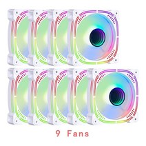 IWONGOU 화이트 쿨러 팬 PC 케이스용 Rgb 4 핀 12 V ventoinha Argb 컨트롤러와 아우라 싱크 무제한 냉각 환풍기, [07] 8Fans, [01] A-RGB, [01] WHITE