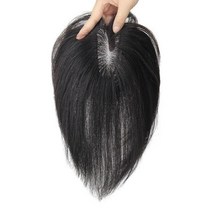 여성용 인모 토퍼 통기성 헤어 피스 세미 장인 스위스 그물 천연 토퍼 100% 인모 스트레이트 헤어 가발, 30CM, 1B, 13X14 + Loose Wave