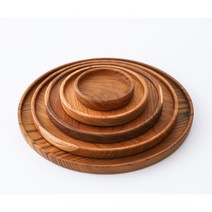 삼림목 티크 우드 플레이트 원형 접시 디저트 브런치 원목 나무 캠핑 그릇, 원형 플레이트 10cm