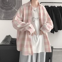 어리플 남성 오버핏 베이직 긴팔 체크 셔츠