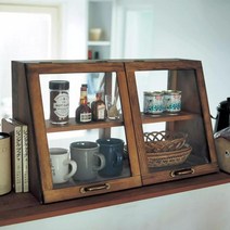 일본식 순수 단단한 나무 주방 수납 캐비닛 찬장 조미료 캐비닛 작은 찬장 식탁 마무리 캐비닛 유리 사물함, 레트로 컬러(스팟)