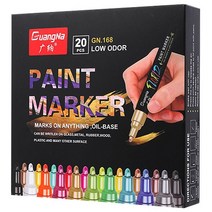 20 색 페인트 마커 펜 세트 오일 기반 영구 자동차 타이어 바위 그림용 건조 및 방수, [01] 20 Colors - box