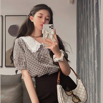 라라벨 여성용 카라 블라우스 네라 반팔 셔츠 카라블라우스