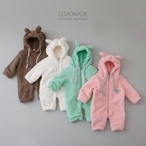 베이비 바디수트 후리스 겨울 신생아 백일 6개월 돌아기 우주복 18개월 룸퍼 뽀글이 후드