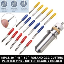 15pcs Lettering Cutter Blade 30/45/60 Degree Roland GCC Cutting Plotter Vinyl Blade+Holder Machine M, 한개옵션0