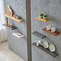 휴니드아름드리 벽선반 무지주 빈티지 고재 나무 원목 다용도 수납 주방 벽걸이 선반 일자형, 베이직 골드옐로우