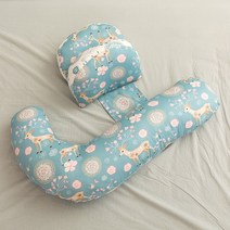 임산부 j자바디필로우 j자형베개 여름 긴 스트립 클립 다리 허리 잠자는 소녀 이동식 및 면화 바디필로우, 사슴(J형)베개+허리받침  복부베개-여름 면 만화