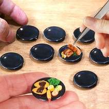미니를사랑하는사람들 미니어처 블랙 그릇 18종 모음전(16시까지 당일발송) 미니어쳐, 5번 납작접시(5개)