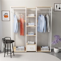 YEAR COLOR 당일배송 모던 심플 서랍장 행거 옷걸이 침실 다용도 수납장행거 스탠드 행거 120cm 3colors, 나무색+화이트